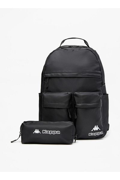 Kappa Logo Print Backpack with Adjustable Straps and Pencil Pouch - 45x15x32 cm