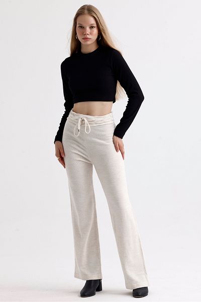 MD trend High Waist Lace-Up Women's Knitwear Trousers