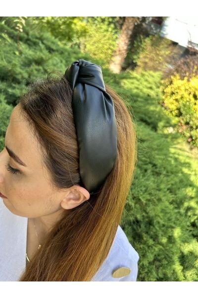 ByMerve Bym246 Fundita din piele artificiala neagra - Coroana de par pentru f...