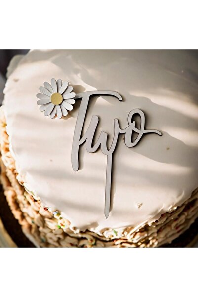 damlakidsmoda Papatya Temalı Pasta Süsü Two 2 Yaş doğum günü Pasta Kürdanı