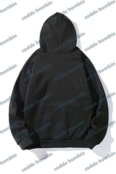 caddekombin Чорна толстовка з малюнком Сатурна і зірками - Oversize, товста зимова