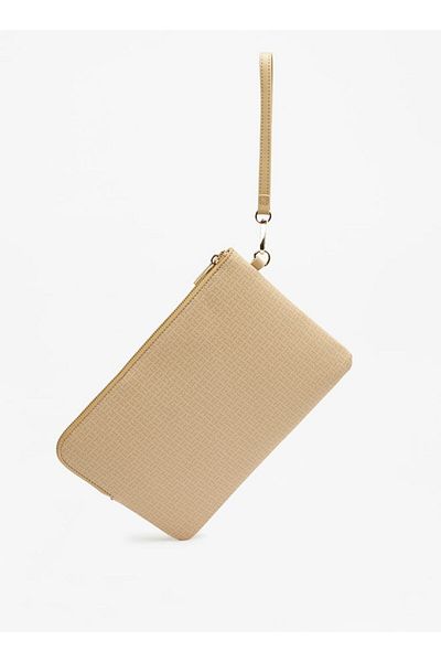 Flora Bella by Shoexpress Flora Bella Printed Pouch with Wristlet Strap and Zip Closure