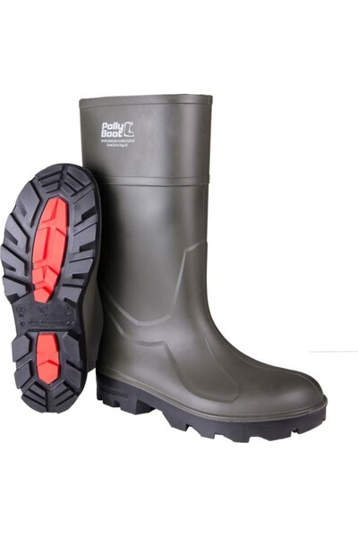 Polly Boot Alfa Çelik Burunlu Koyu Haki / Siyah İş Güvenliği Çizmesi Kaymaz T...