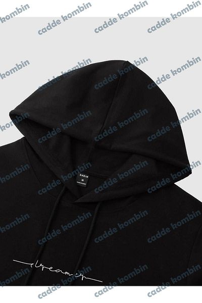 caddekombin Dream Printed Unisex Black Oversize Hoodie