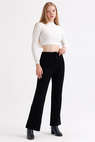 MD trend High Waist Lace-Up Women's Knitwear Trousers