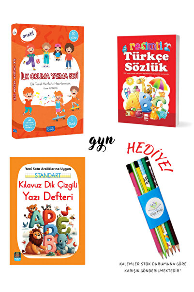 Mercan Okul Yayınları 1. Sınıf İlk Okuma Yazma Seti-Resimli Türkçe Sözlük-Sta...