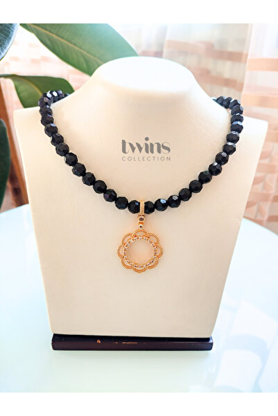 TwinsCollection Çeyrekli Altın Uyumlu 8mm Kristal Boncuk Kolye