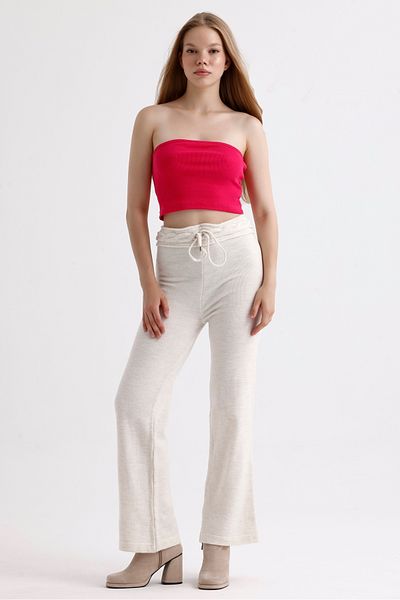 MD trend High Waist Lace-Up Women's Knitwear Trousers