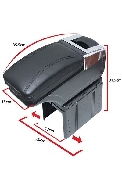 Carlifestyle Universal Sliding Black Armrest - Suitable for All Vehicles