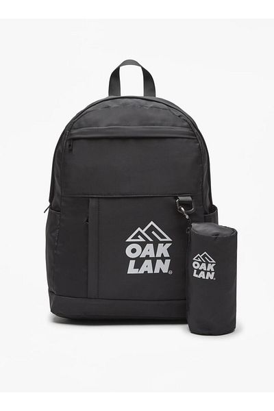 Oaklan by Shoexpress Logo Print Backpack with Pouch and Zip Closure - 42x32x16 cm