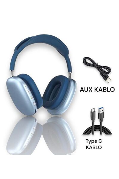 Mmctech P9 Air Pro Max Kablosuz 5.0 Mikrofonlu Sd Kart Girişli Aux Kablolu Bluetooth Kulaklık