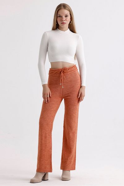 MD trend High Waist Lace-Up Women's Knitwear Trousers
