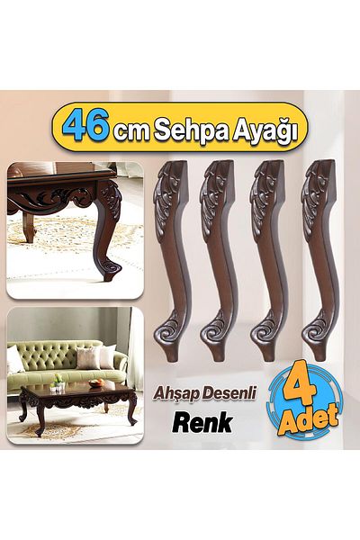 Badem10 Zade Picior Masa de Cafea din Plastic 46 cm Model Lemn Culoare 4 Buc Mobila Zigon Ceai Masa de Cafea Mijlociu Picioare