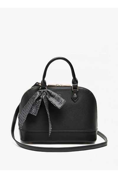 Flora Bella by Shoexpress Flora Bella Solid Bowler Bag with Detachable Strap and Zip Closure