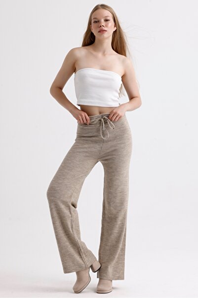 MD trend High Waist Lace-Up Women's Knitwear Trousers