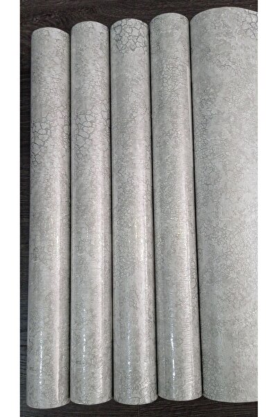 Oskar Gümüş detaylı gri renkte silinebilir duvar kağıdı 53 cm genişliğinde 10...