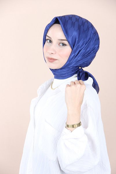 Emproyal Eșarfă cu model cu zăbrele jacquard imperial albastru de noapte