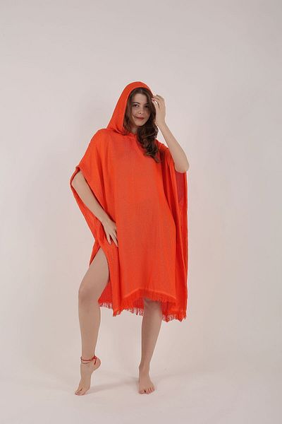 HİLAL COLLECTİON Viscose Bamboo Poncho 1 Piece Solid Color Pareo