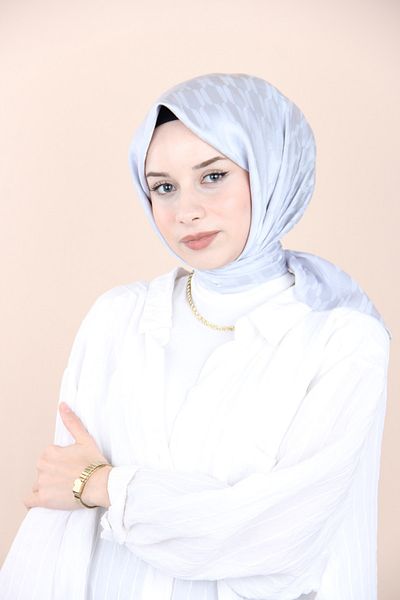 Emproyal Eșarfă cu model cu zăbrele jacquard Emproyal SILVER