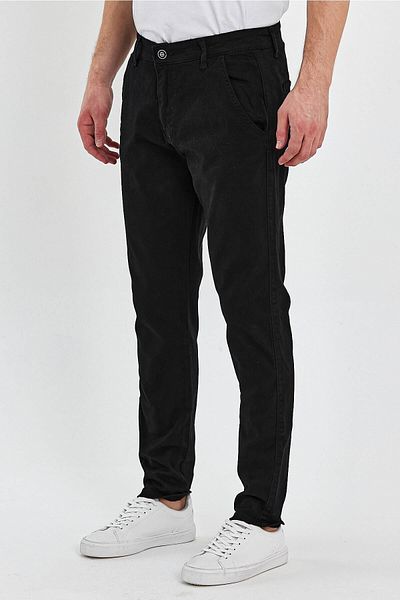 DAMGA JEANS Ανδρικό άνετο Classic Cut καθημερινό μοντέρνο στιλάτο παντελόνι Chino μαύρο