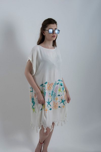 HİLAL COLLECTİON Φόρεμα παραλίας 1 τεμαχίου με σχέδιο θαλασσινών