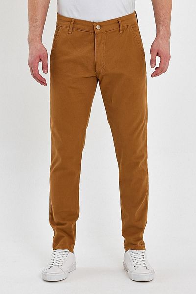 DAMGA JEANS Ανδρικό άνετο Classic Cut καθημερινό μοντέρνο στιλάτο παντελόνι Chino καφέ