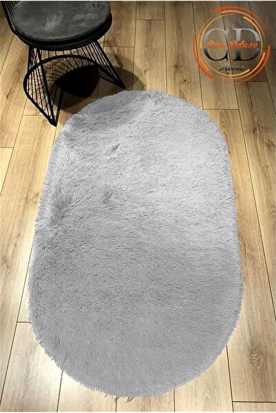 Casa Deluxe Home Gri Oval Post Peluş Yumuşak Yıkanabilir Kaymaz Dot Taban Ant...