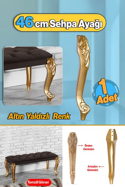 Badem10 Zade Plastic Aur Aur Culoare Masa de cafea Picior 46cm 1buc Mobilier Zigon Ceai Masa de cafea Picior Picioare