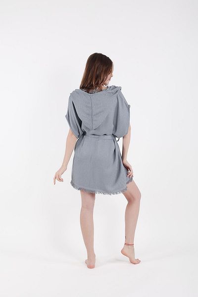 HİLAL COLLECTİON Viscon Bamboo Vest Cotton Hooded Belted Oversize Multi-Purpose Beach Wear 1Pcs