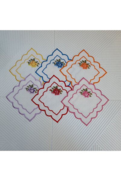 umut züccaciye Kokteyl Sunum Peçetesi 6lı Nakışlı Kahve Yanı