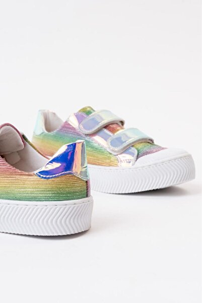 Herayakkabi Girl's Rainbow Colorful Velcro Lightweight Sneakers