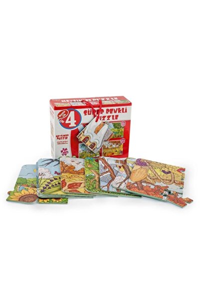 Diytoy Mevsimler Süper Renkli 4'lü Puzzle Baby Bebek İlk Puzzle