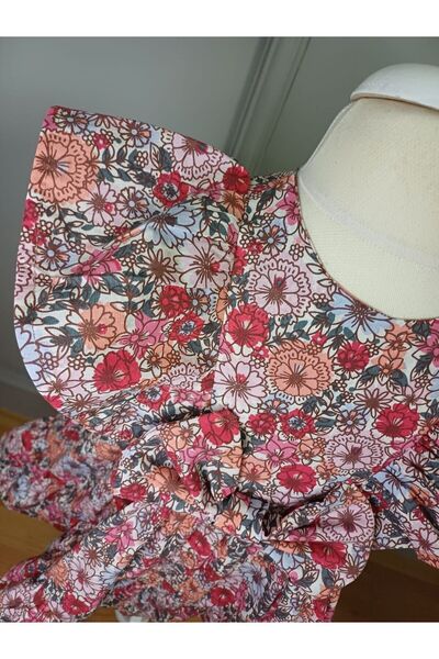 Butik Girl's Ruffled Floral Print Sleeveless Backless Cute Summer Dress