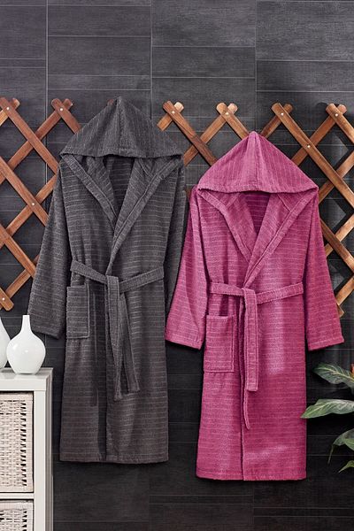 Casnack Quina Plum antracitový oversize župan s kapucí