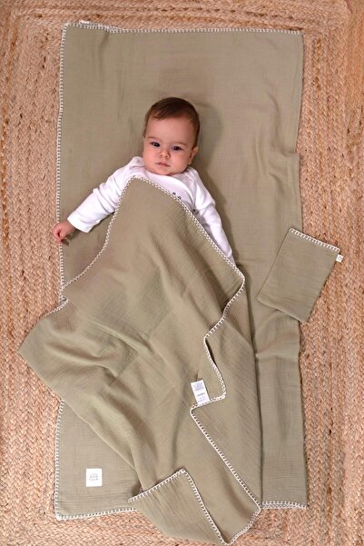 Little Gusto Baby Muslin Diaper Cover and Pouch Set Organic Cotton 120 Cm Khaki