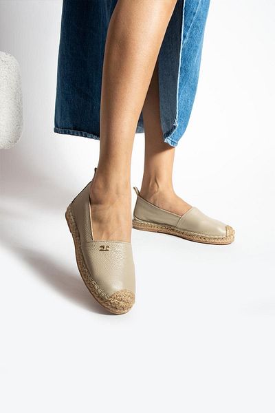 FOLLİNİ Beige Color Women's Espadrille Ballerinas - Genuine Leather