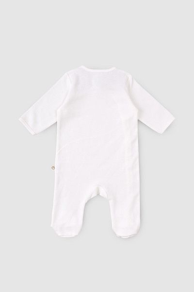 Little Gusto Jumpsuit with Booties Newborn White Organic Cotton