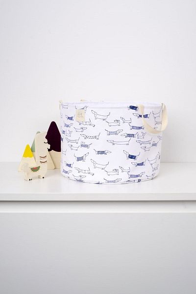 Little Gusto Organic Cotton Large Size Toy Basket with Handle Paw 25x35 cm