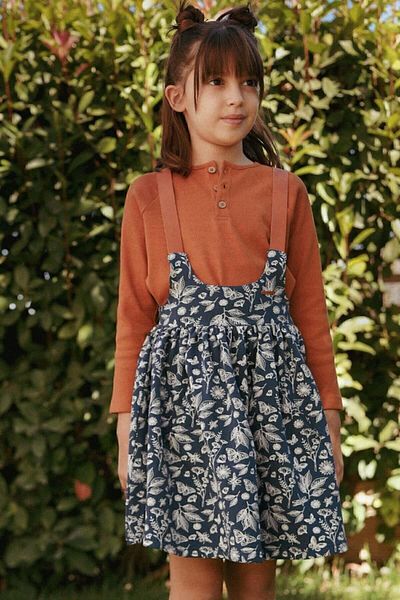 Little Gusto Gilet Dress Kids Navy Blue Orenda Organic Cotton