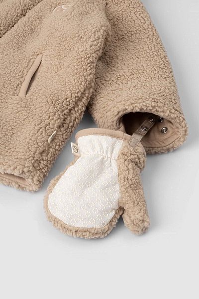 Little Gusto Wellsoft Hooded Baby Jacket with Gloves Beige