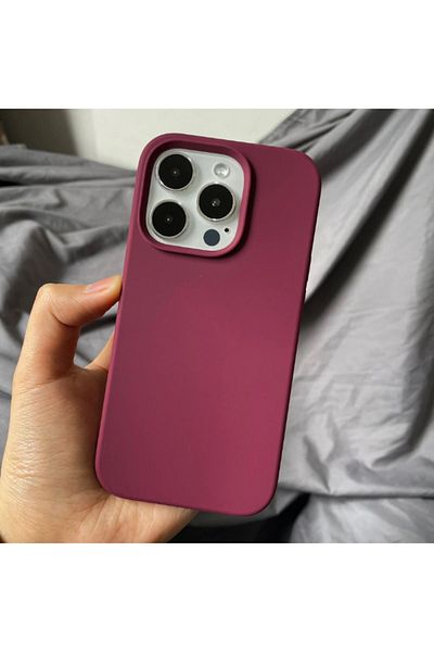 KVK PRİVACY iPhone 14 Pro Max Case Velvet Launch Soft Soft Liquid Silicone Camera Protection Cover Claret Red