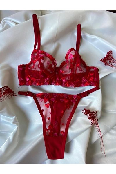 huupps Red Bralet and Underwear Set