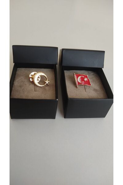 KÖK EL YAPIMI VE HEDİYELİK EŞYA Ay yıldız ve Türk Bayrağı Yaka Rozeti