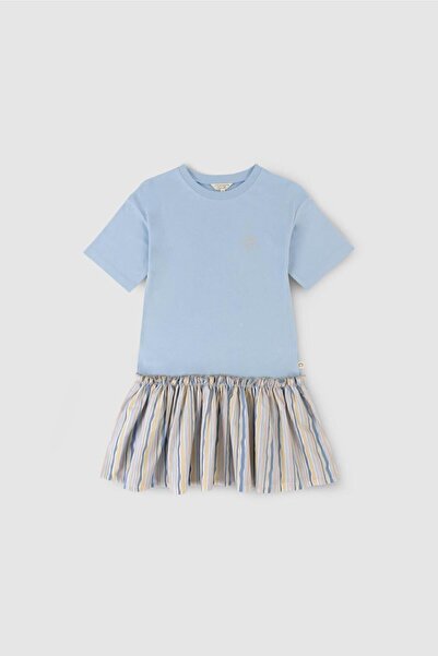 Little Gusto Bambu Kısa Kollu Takma Etekli Elbise Mavi Beden: 7-8 YAS