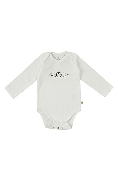 Little Gusto Long Sleeve Adjustable Snap Fastener White Organic Cotton Planet Gusto