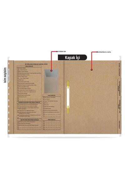 Tuna Metal Askılı Personel Özlük Dosyası 4 Yapraklı (100 lü Paket 4 Sayfa)