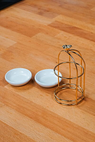 Hayveys 2 Tiers Rose Decorated Cage Model Gold Mini Presentation Bowl Turkish Delight Bowl Sugar Bowl Coffee Side Presentation Plate