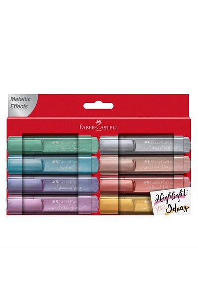 FABER & FABER 2021 New Colored 46 Highlighter Metallic Pen - Set of 8