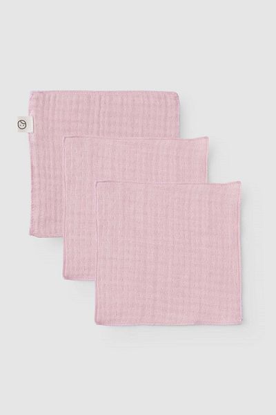 Little Gusto 3-Piece Four Layer Muslin Mouth Cloth Set Pink
