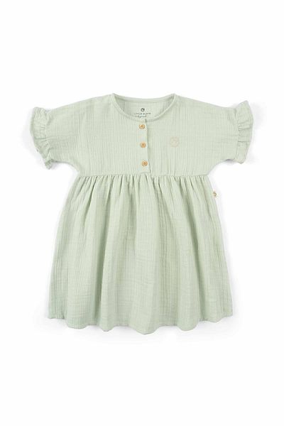 Little Gusto Muslin Dress Green Organic Cotton